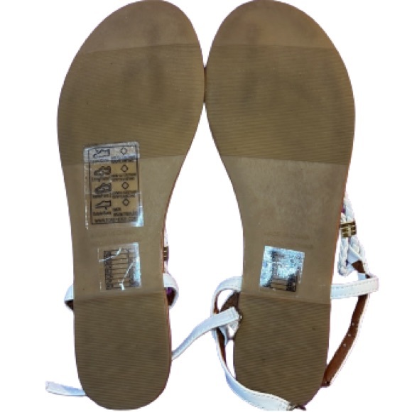 Forever 21 Women’s Size 9 White Tan & Gold Braided Sandals. - Picture 3 of 5